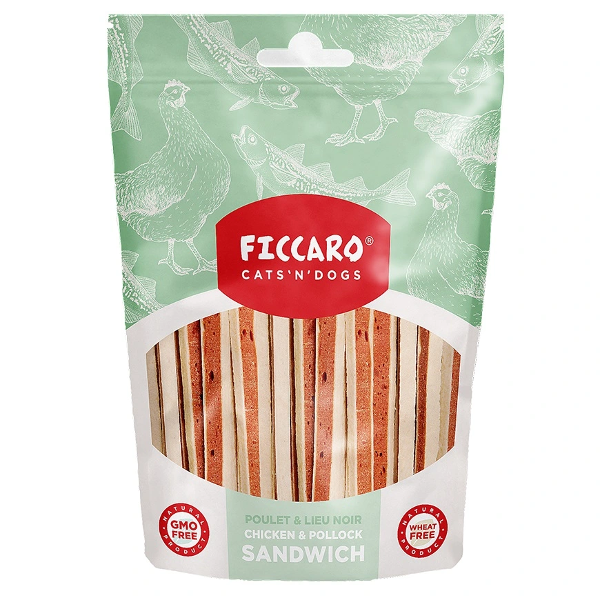 FICCARO Hundesnack Kylling og sej Sandwich 100 g - lækre hundesnacks